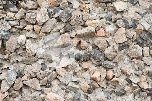 Image of The facade of the house decorated by small stones