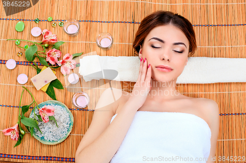 Image of Beautiful young woman at a spa salon