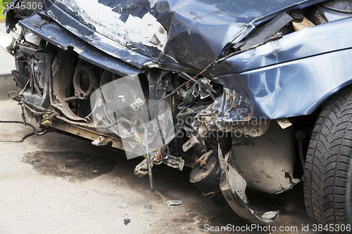 Image of broken car. close-up  