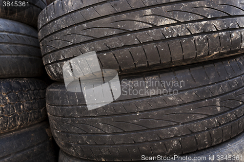 Image of used car tires. close-up  