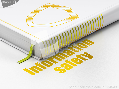 Image of Protection concept: book Contoured Shield, Information Safety on white background