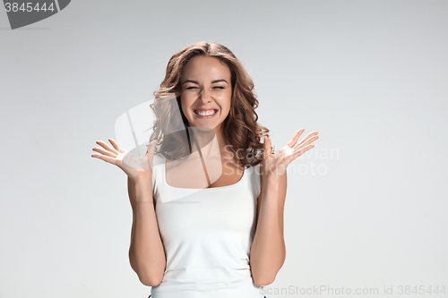 Image of The young woman\'s portrait with happy emotions