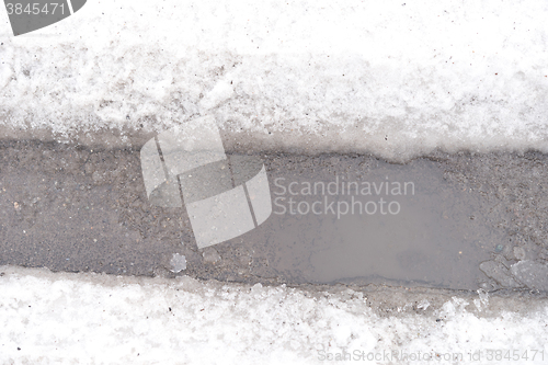 Image of spring road with snow