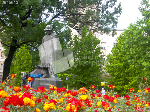 Image of  statue  flower garden park central Belgrade Serbia Europe