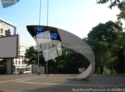 Image of modern design digital clock in Terazije square Belgrade, Serbia,