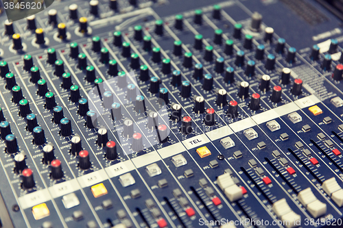 Image of control panel at recording studio or radio station