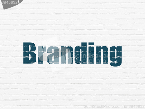 Image of Advertising concept: Branding on wall background