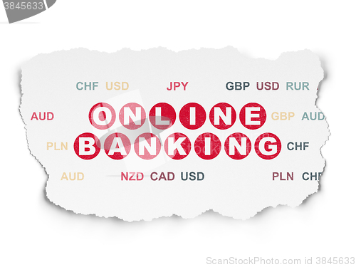 Image of Banking concept: Online Banking on Torn Paper background