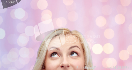 Image of happy young woman or teenage girl face