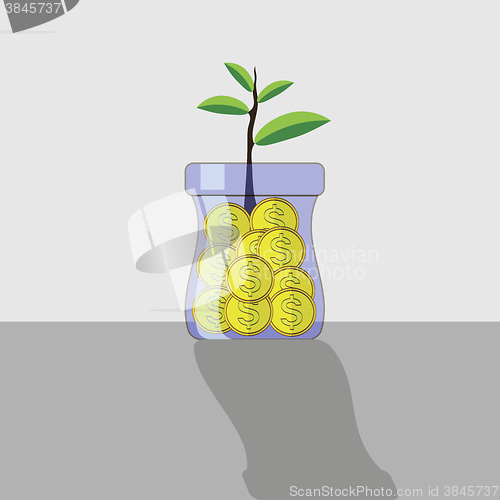 Image of Yellow Metal Coins in Glass Jar