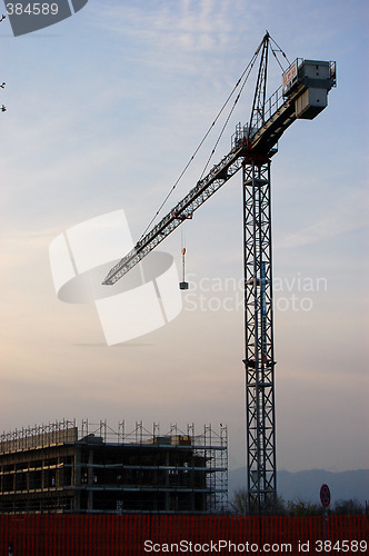 Image of crane at sunset