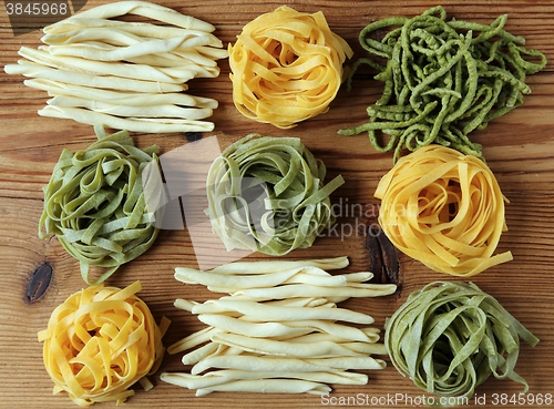 Image of Various types of pasta.