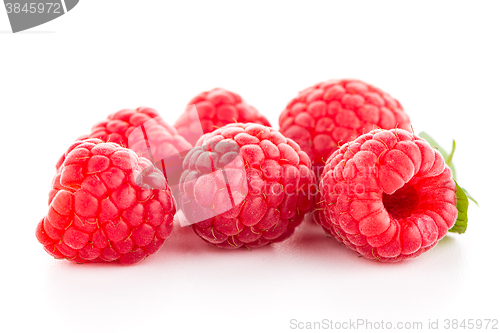 Image of Raspberries with leaves