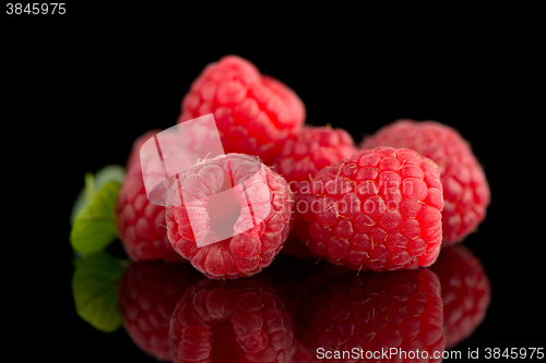 Image of Raspberries with leaves