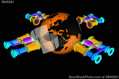 Image of binoculars around earth