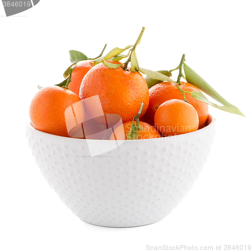 Image of Tangerines on ceramic white bowl 