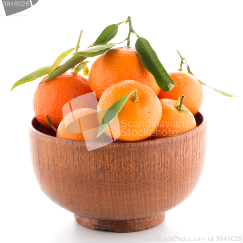 Image of Tangerines on wooden  bowl 