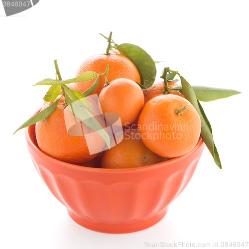 Image of Tangerines on ceramic orange bowl 