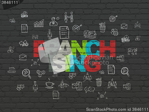 Image of Business concept: Franchising on wall background