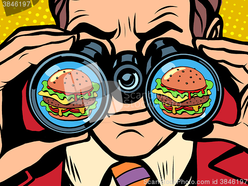 Image of hungry man wants a Burger
