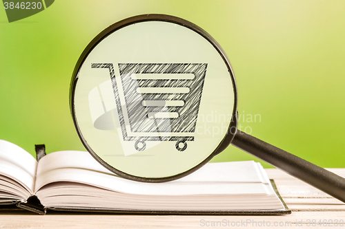 Image of Shopping cart search with a pencil drawing