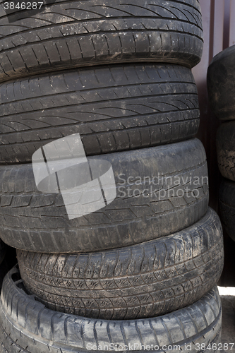 Image of used car tires. close-up  