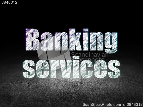 Image of Currency concept: Banking Services in grunge dark room