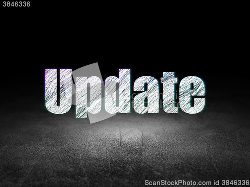 Image of Web development concept: Update in grunge dark room