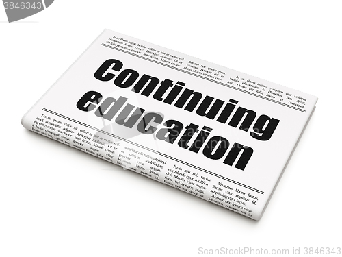 Image of Education concept: newspaper headline Continuing Education