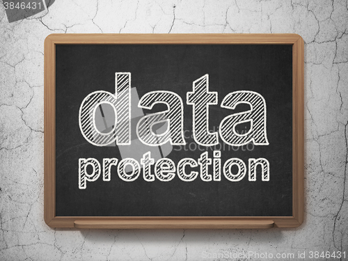 Image of Safety concept: Data Protection on chalkboard background