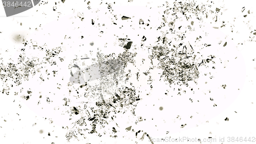 Image of Many Pieces of splitted or cracked glass on white