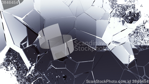 Image of Pieces of splitted or cracked glass on white