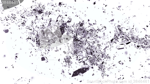 Image of Pieces of shattered or cracked glass on white