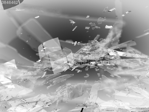 Image of Destructed or Shattered glass on grey