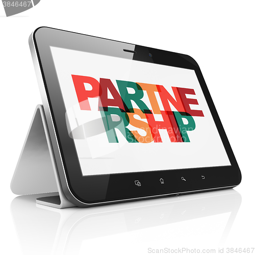Image of Finance concept: Tablet Computer with Partnership on  display