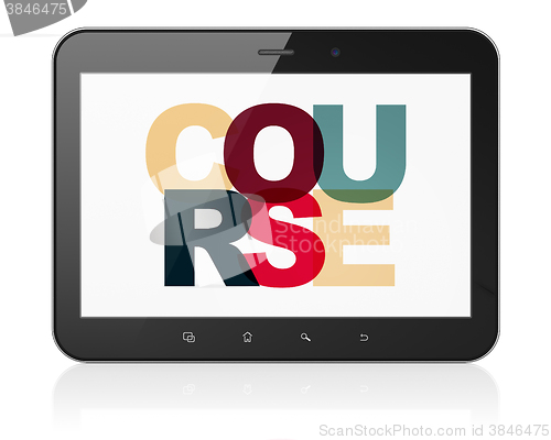 Image of Education concept: Tablet Computer with Course on  display