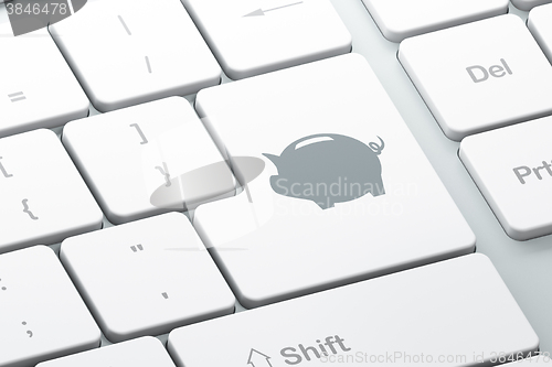 Image of Banking concept: Money Box on computer keyboard background