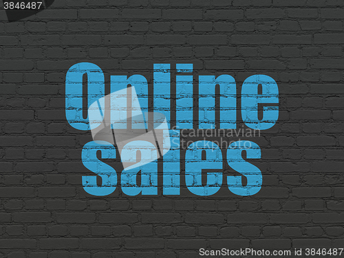 Image of Advertising concept: Online Sales on wall background