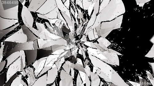Image of Shattered and broken glass isolated on black