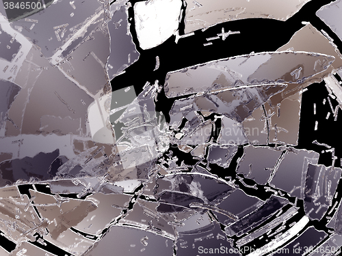 Image of Pieces of Destructed or Shattered glass on black