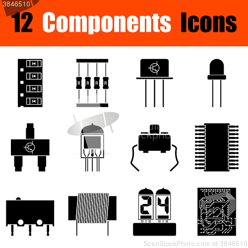 Image of Set of electronic components icons