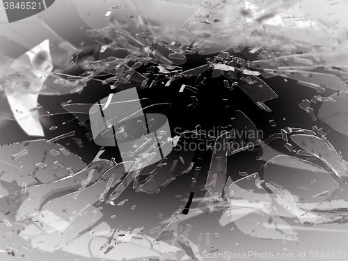 Image of Broken or Shattered glass on black with shallow DOF