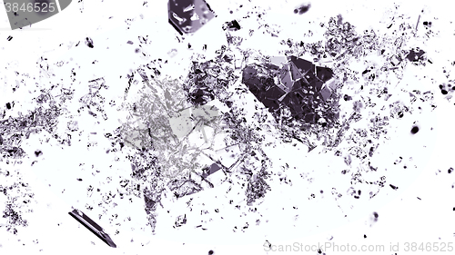 Image of Pieces of splitted or broken glass on white