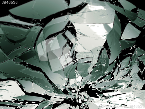 Image of Shattered glass isolated on black shallow DOF