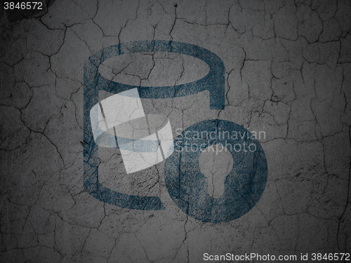 Image of Database concept: Database With Lock on grunge wall background