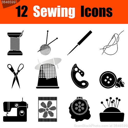 Image of Set of sewing  icons