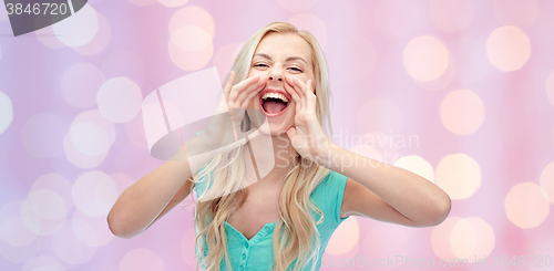 Image of young woman or teenage girl shouting