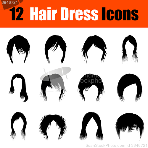Image of Set of woman\'s hairstyles icons