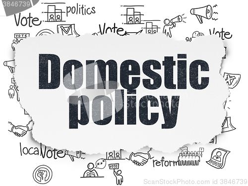 Image of Politics concept: Domestic Policy on Torn Paper background