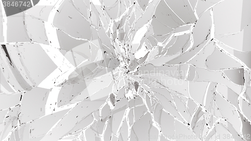 Image of glass shatter and breaking on white